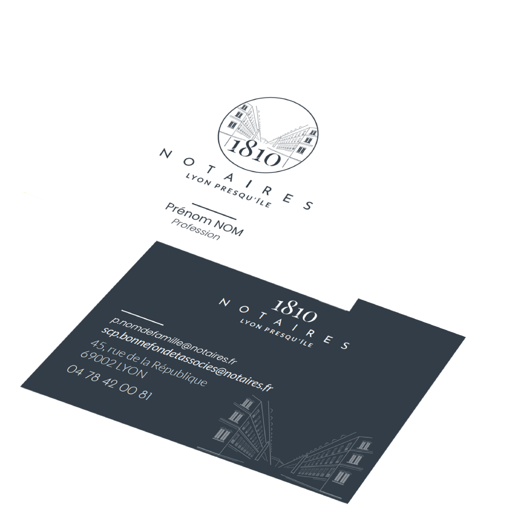 communication notaire avec des cartes de visite